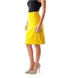 Maeve Yellow Corduroy Pencil Skirt Womens Knee-Length With Side Zipper Size 4
